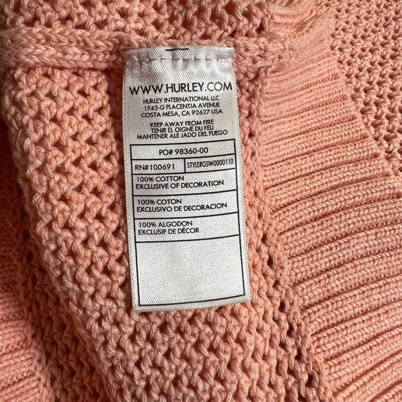 Hurley Open Knit Beach Sweater w/ Lace Up Back Size Large Colorful Casual - Picture 6 of 8